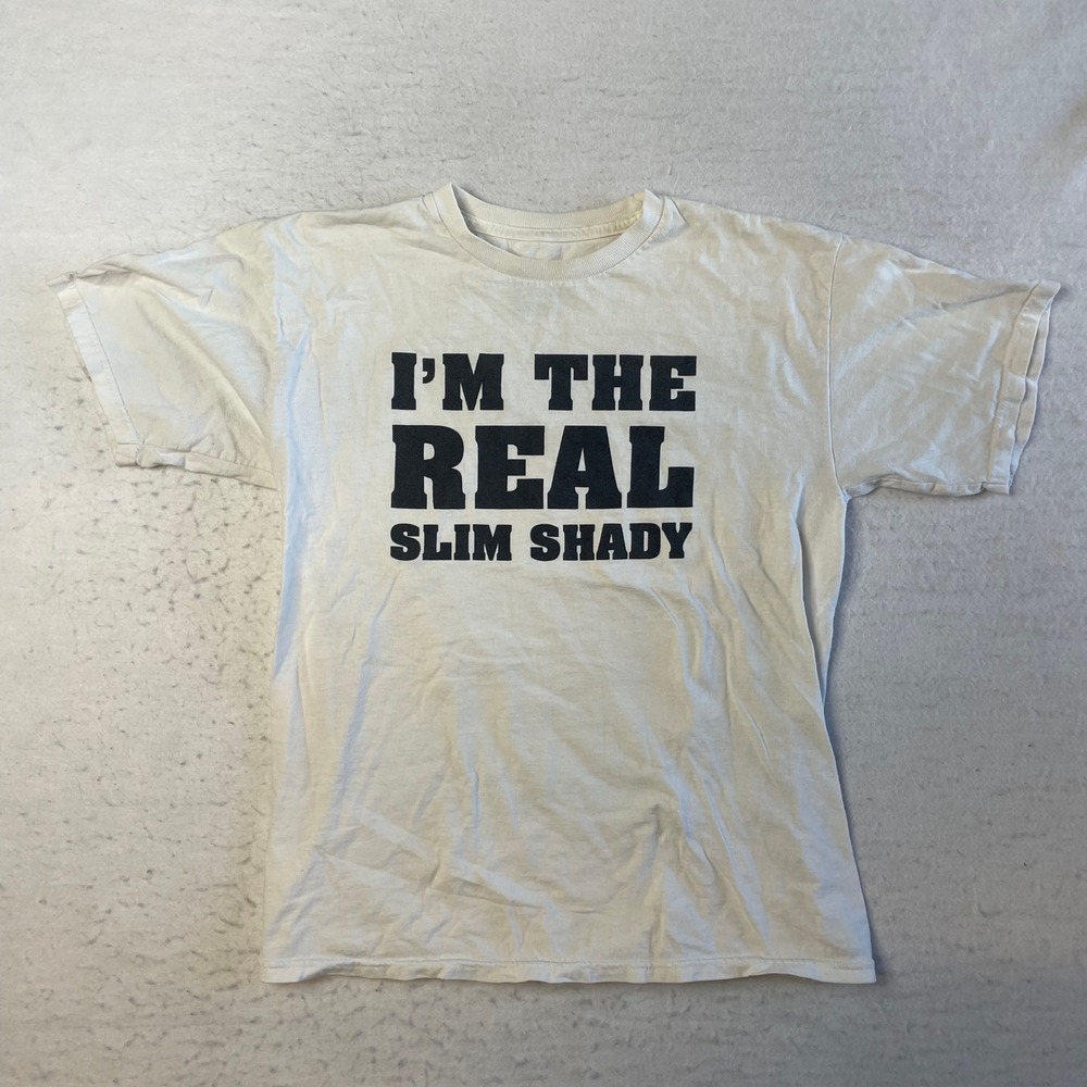 Eminem T-Shirt Mens Medium White I'm The Real Slim Shady Graphic Tee Hip Hop